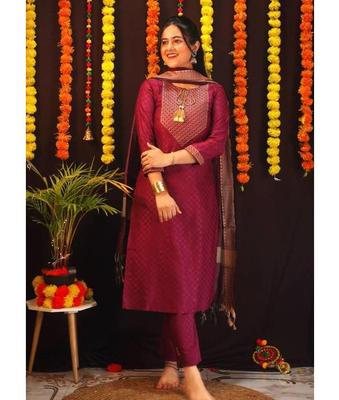 Party Wear Women Wool Kurti Pant Dupatta Set Indian Bollywood Top Tunic Kurti Salwar Suit