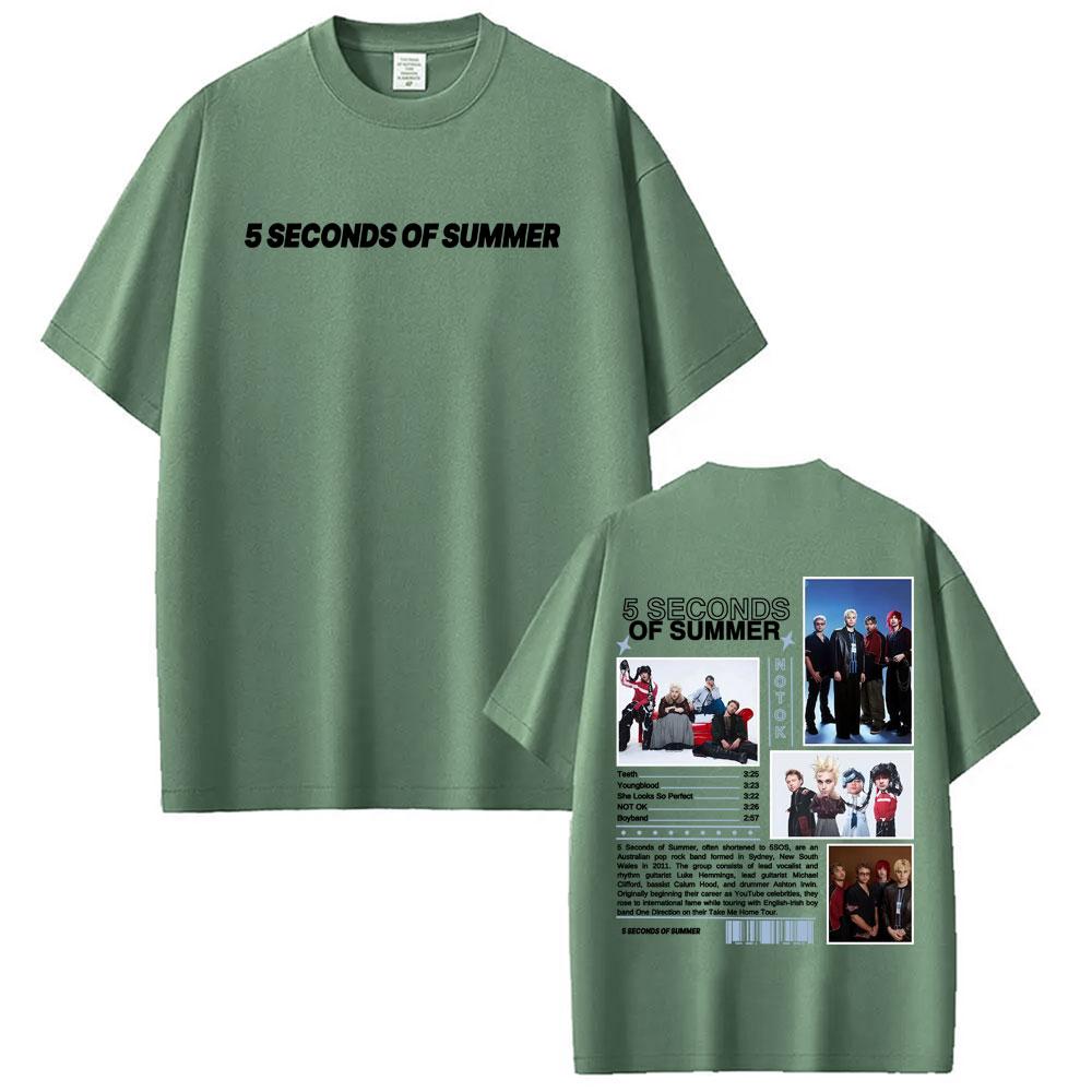 Band 5 Seconds of Summer World Tour Merch T Shirt Unisexs Clothing Fashion Hip Hop Style T Shirts 100 Cotton Short Sleeve Tshirt