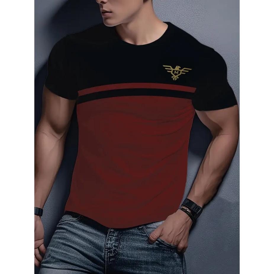 

Men s Casual Striped 3D Print T-Shirt - 100% Polyester Short Sleeve Round Neck Tee with Contrast Black & White Stripes 6XL вино красного