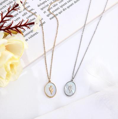 Oval Mother Shell Necklace Niche Simple Light Luxury Flower Fine Pendant Chain Women Do Not Fade Jewelry