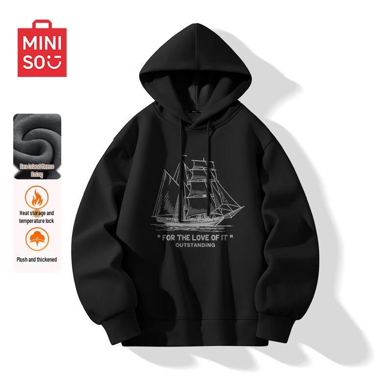 

MINISO Men s Plush-Lined Hooded Sweatshirt L