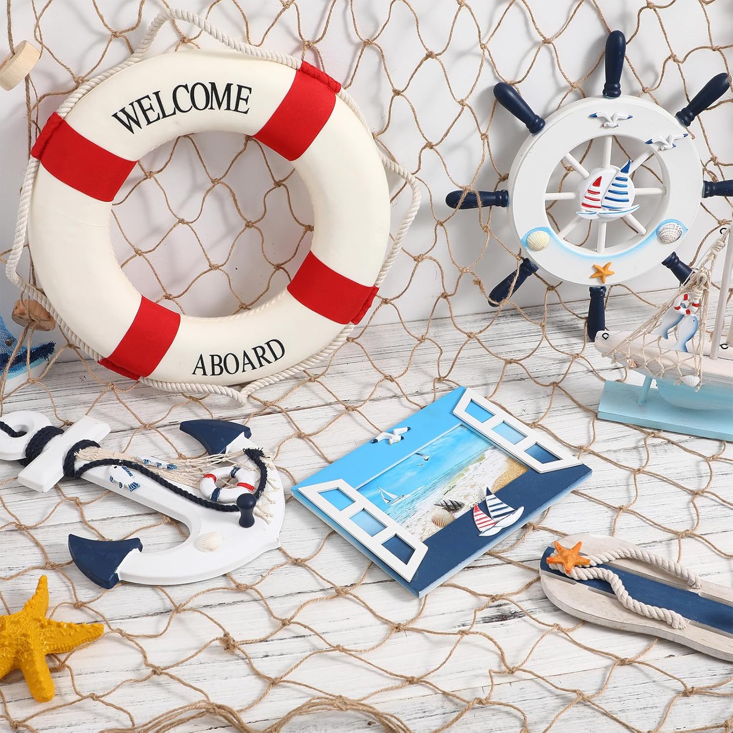 WINOMO Decorative Fishing Net Decor Natural Fish Net Party Decoration Fish Net Decoration for Wall Home Decoration Photographing Accessory, 80x40