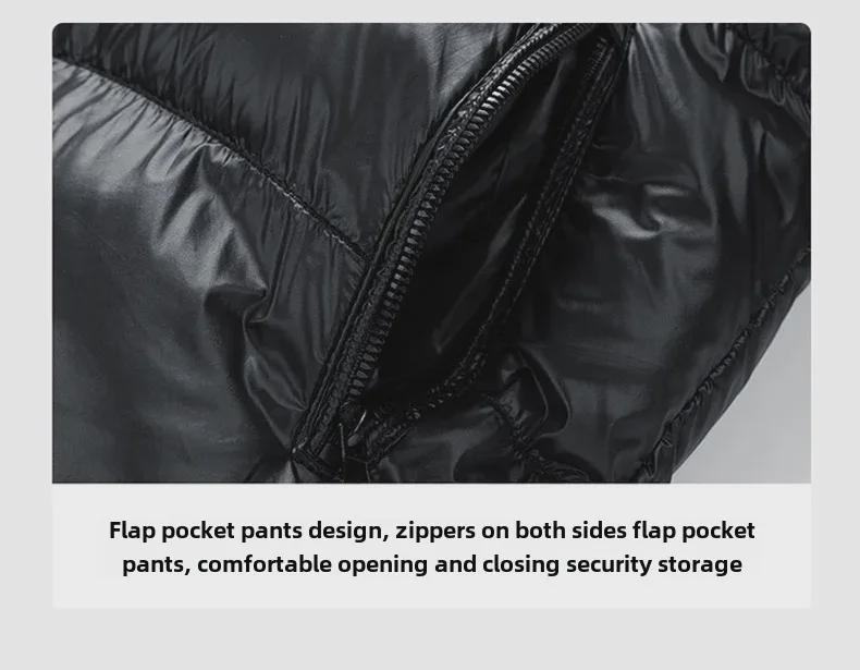 Schwarze und goldene Daunenjacke mit Kapuze für Herren: Neue trendige, dicke, warme, lockere Passform