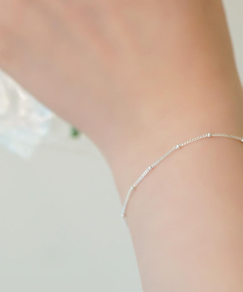 Alleun Silver 925 Curved Silver Ball Chain 16Cm Bracelet