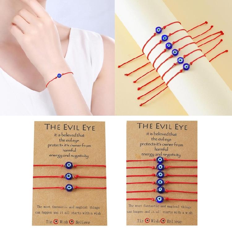 Blaues Glücksbringer Armband mit bösem Blick Handgemacht Rotes Faden Seil Paar Armband
