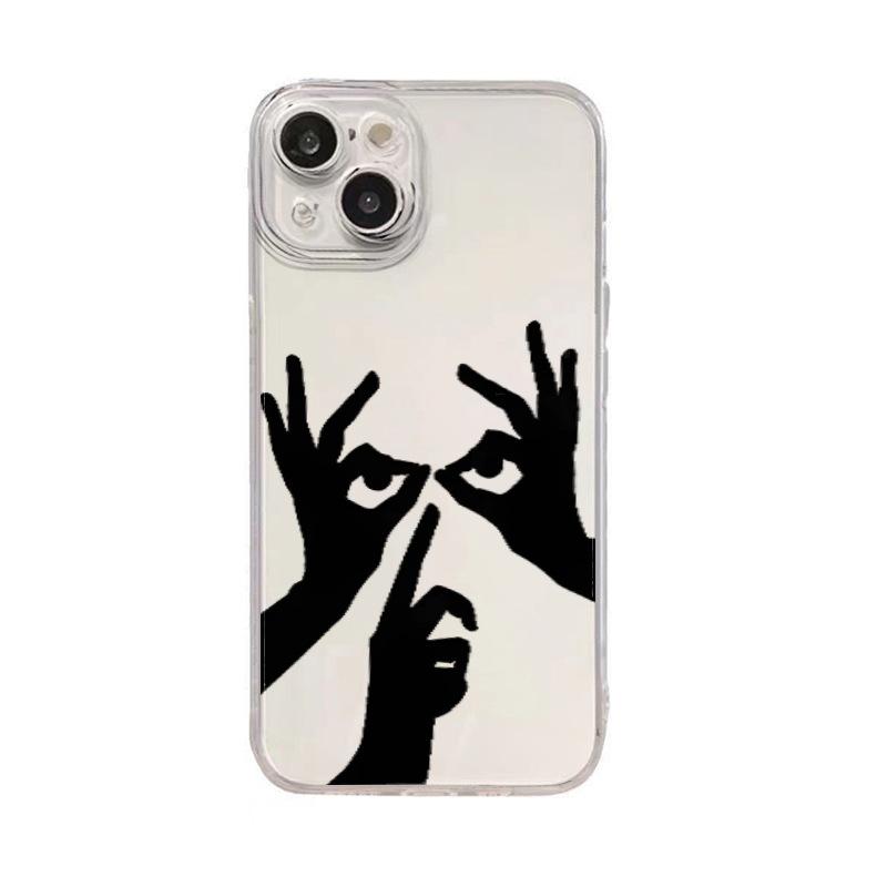 Funny gesture eye application Apple 16e mobile phone case iphone14 foreign trade hot-selling 17pro transparent soft case 12