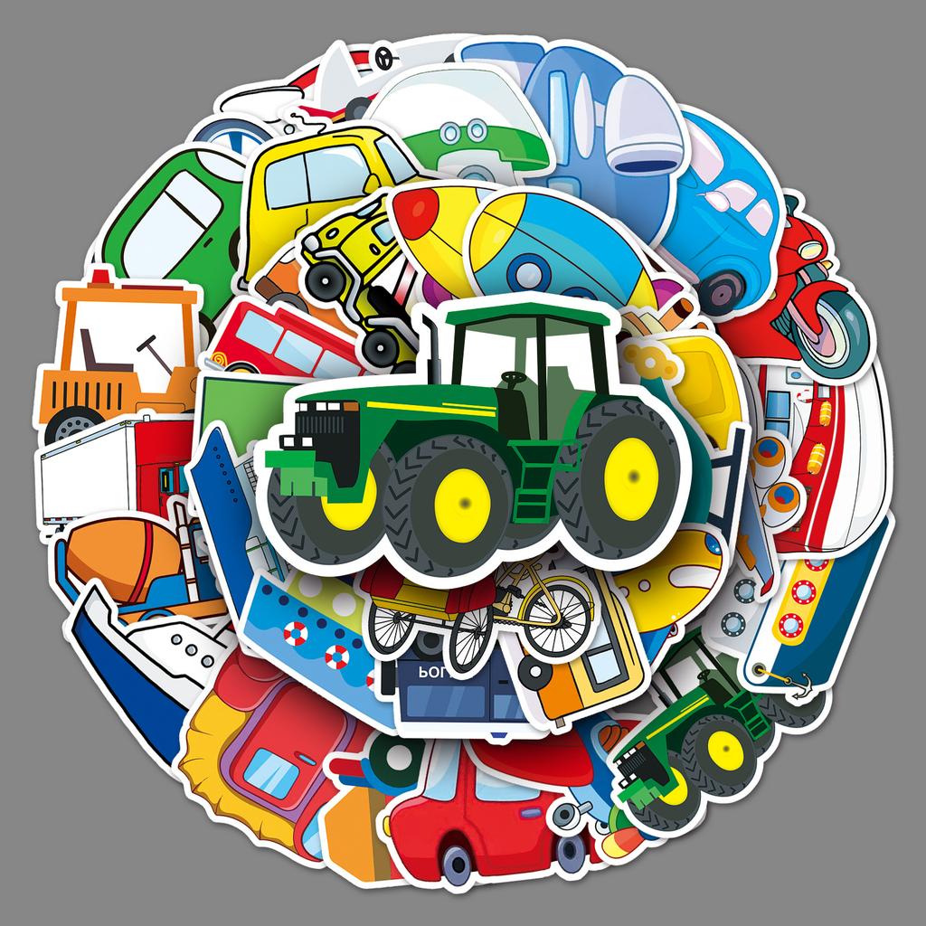 50 Transportation Tools Graffiti Personalized Children's Rewards Guka DIY Mobile Suitcase Stickers Waterproof