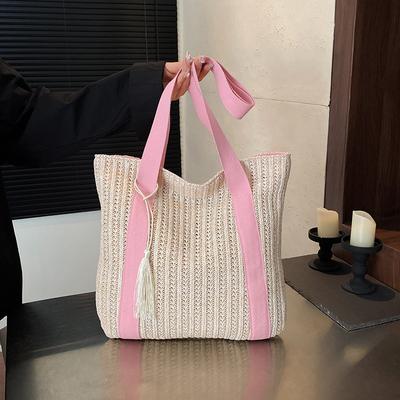Summer New Hollow Weaving 2025 Large Capacity Straw Beach Trend Foreign Style Shoulder Armpit Bag