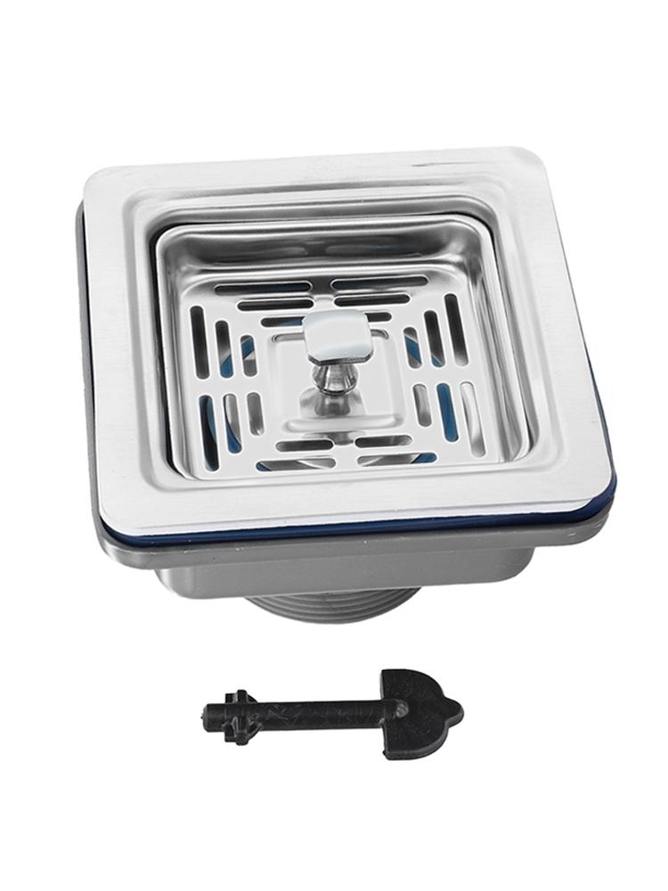 Square Drain for Kitchen Sink 110mm Stainless Steel with Hygiene Focus