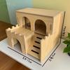 Golden Silk Hamster Villa: Interactive Wooden House with Platform, Climbing Ladder, and Hiding Spots - Complete Set for Landscaping.