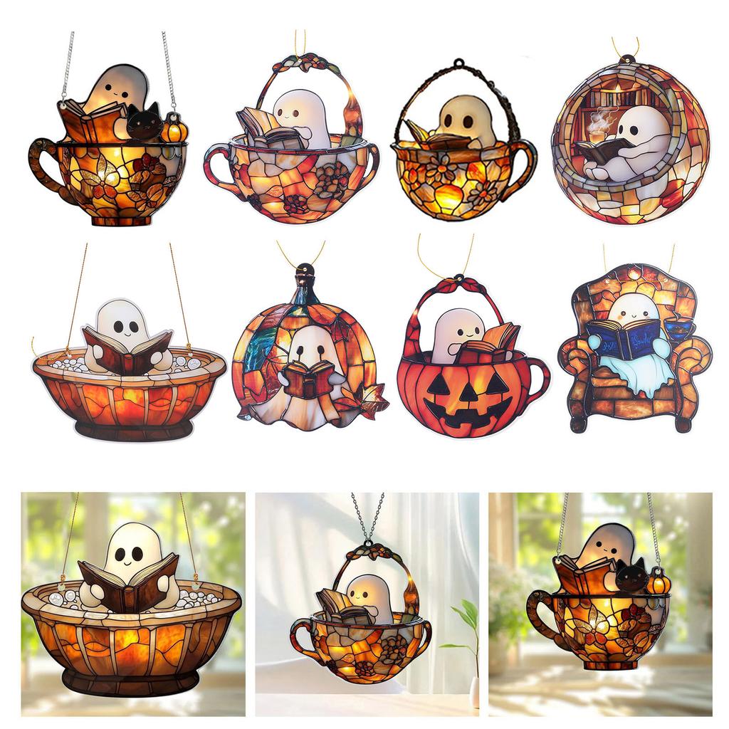 Acrylic Halloween Window Hanging Decor For Indoor Outdoor Fall Party Home Decoration Durable Unbreakable Design