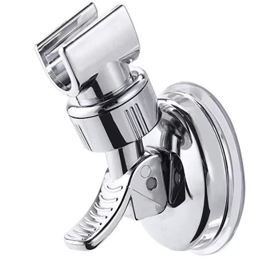 1Pc No Drill Removable Shower Head Bracket Adjustable Strong Suction Cup Shower Rack ABS Silver Bathroom Nozzle Fixed Base