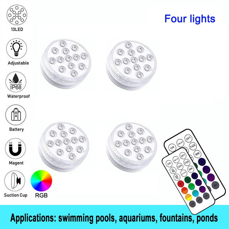 RF Wireless Waterproof IP68 Underwater Lights Pool Party Atmosphere Lights Pond Lighting Colored Lights Outdoor Garden Landscap