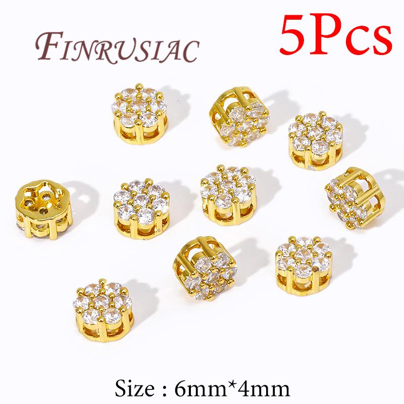 18K Real Gold Plated Large Hole Beads Spacer Beads Separators For Bead DIY Jewelry Making Supplies Bracelets Accessories