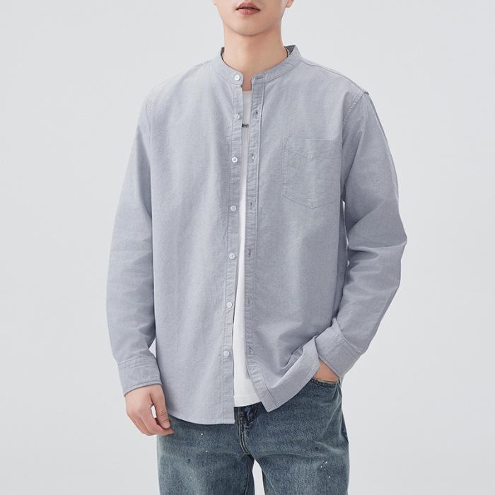 Japanese Retro Oxford Shirt Men's Spring and Summer New Trendy Versatile Long-sleeved Shirt Workwear