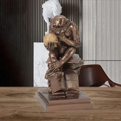 Creative Skull Darwin Ape Resin Sculpture Cabinet Study Entrance Living Room Office Desktop Decor Home Historical Crafts Gift