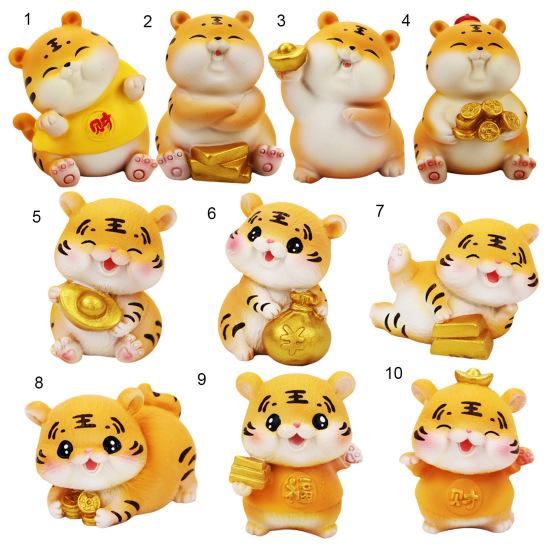 Cartoon Tiger Miniature Lovely Resin Portable Mini Tiger Figure for Desktop