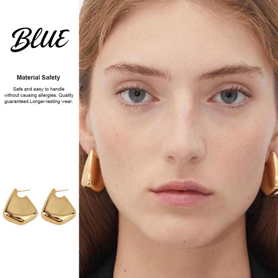 Earrings 1 Pair Chunky for Women Polished Lightweight Geometric Dangle