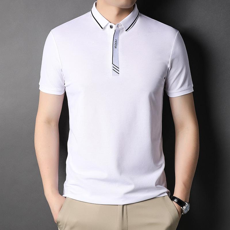 Summer New Men's Short-sleeved T-shirt Men's Youth Lapel with Mulberry Silk Fashion Casual Short-sleeved T-shirt