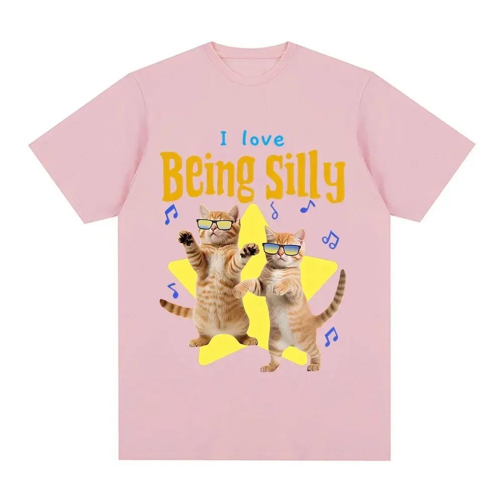 Summer Fashion Trendy Tee I Love Being Silly Funny Cat Meme T Shirt Men Women Casual Cotton T-shirt Cotton Short Sleeve Oversized T-shirts Tops