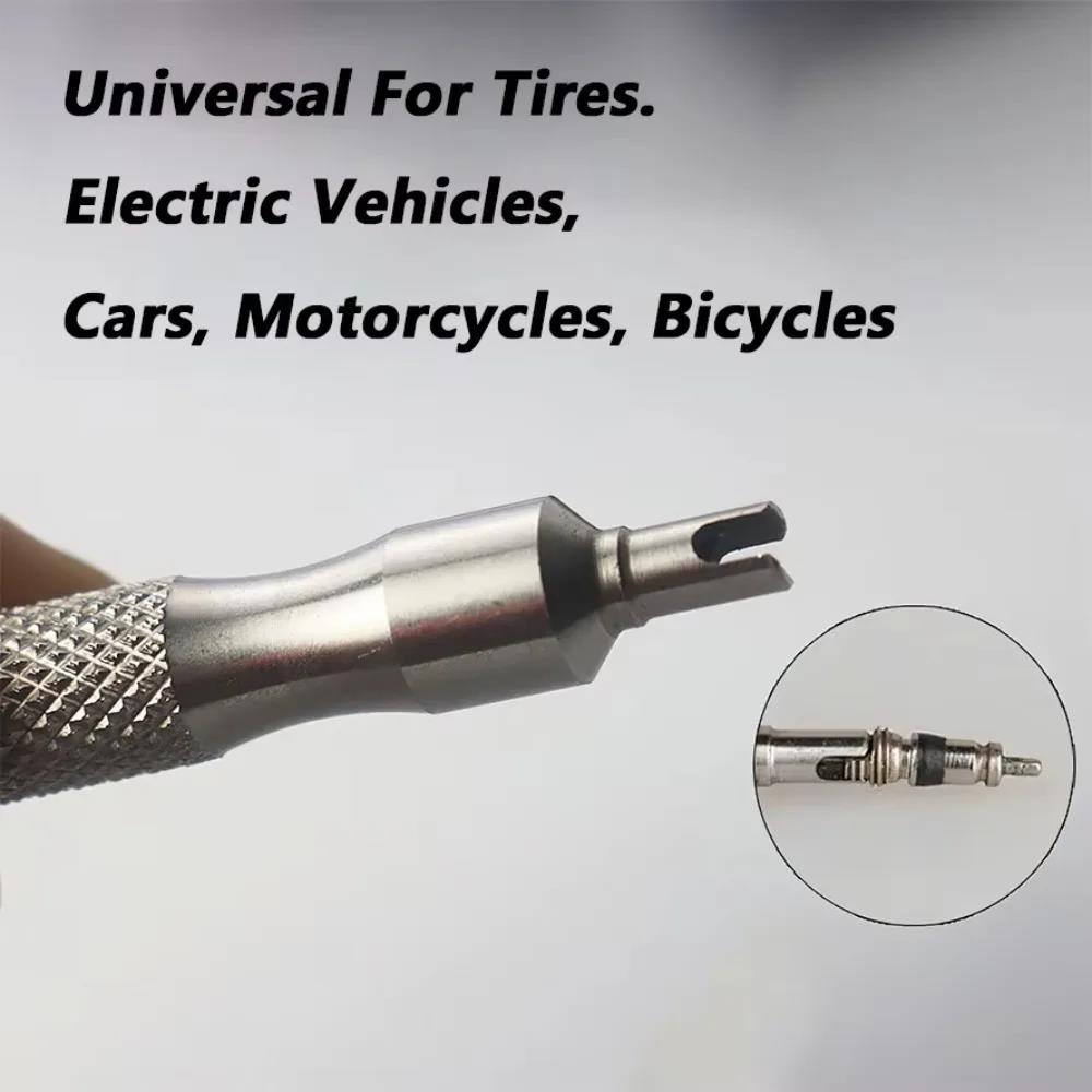 2Pcs Universal Tire Repair Screwdriver Antirust Stainless Steel Tire Valve Wrench Key Ring Tire Repair Tools For Car Motorcycle Valve Stems 1