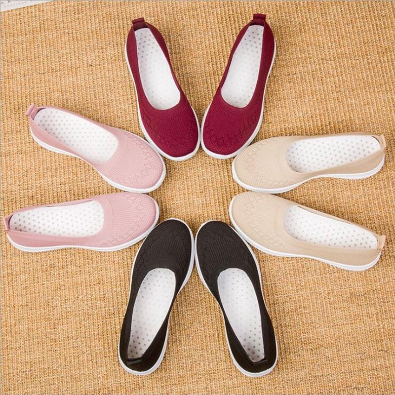 Stylish Knitted Casual Sneakers Women's Breathable Hollow Mesh Shoes
