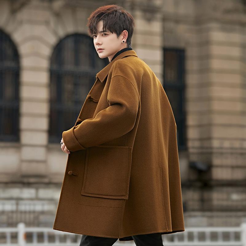 Autumn and Winter New Woolen Coat Men's Medium and Long Knee-length Woolen Trench Coat Korean Version