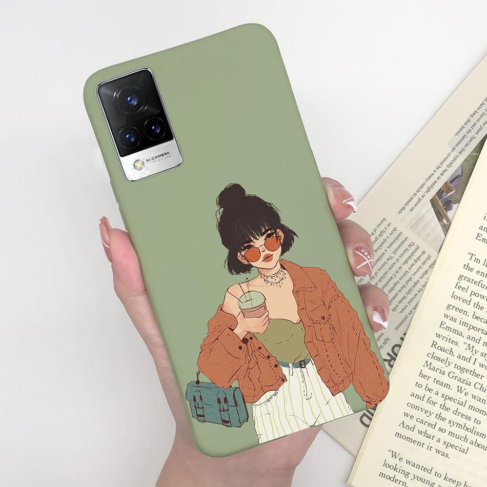 For Vivo V21 Case V2066 V2050 Soft Silicone Cute Painted Cover For Vivo V21E V 21 4g 5g Phone Cases Shockproof Bumper Slim Funda