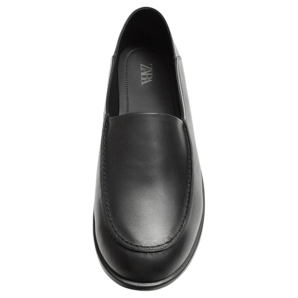 ZARA Leather Lightweight Comfortable Fashion Versatile Soft Slip-On Round Toe Flat Casual Shoes Men sneaker Black 12623520-38