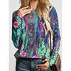 3D Casual Color Printing Casual Long SleeveFashion Women's Crew Neck Long Sleeve  Crew Neck T-Shirt