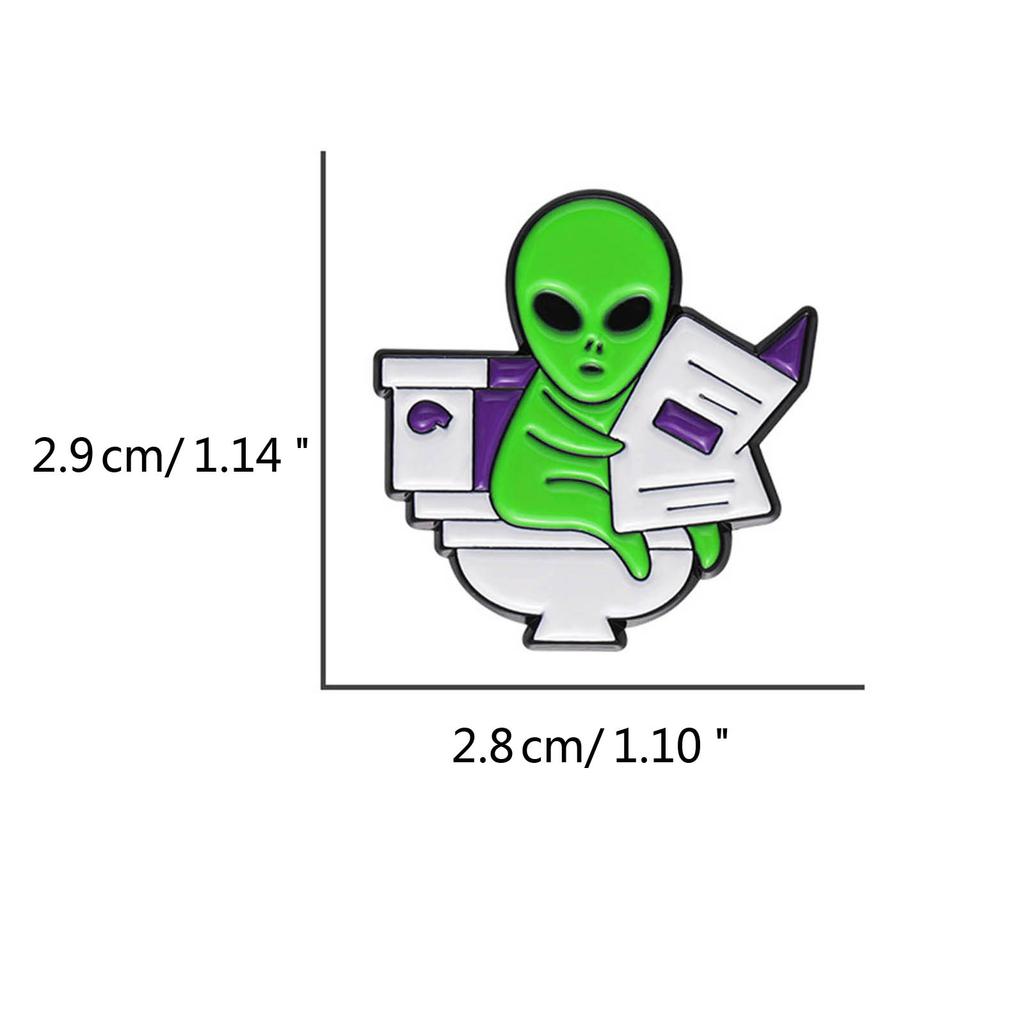 Unique Alien Reading Newspapers Pin Alien Badge Creative Accessory Alien Pin Eye Catching Brooch Pin Clothing Jewelry