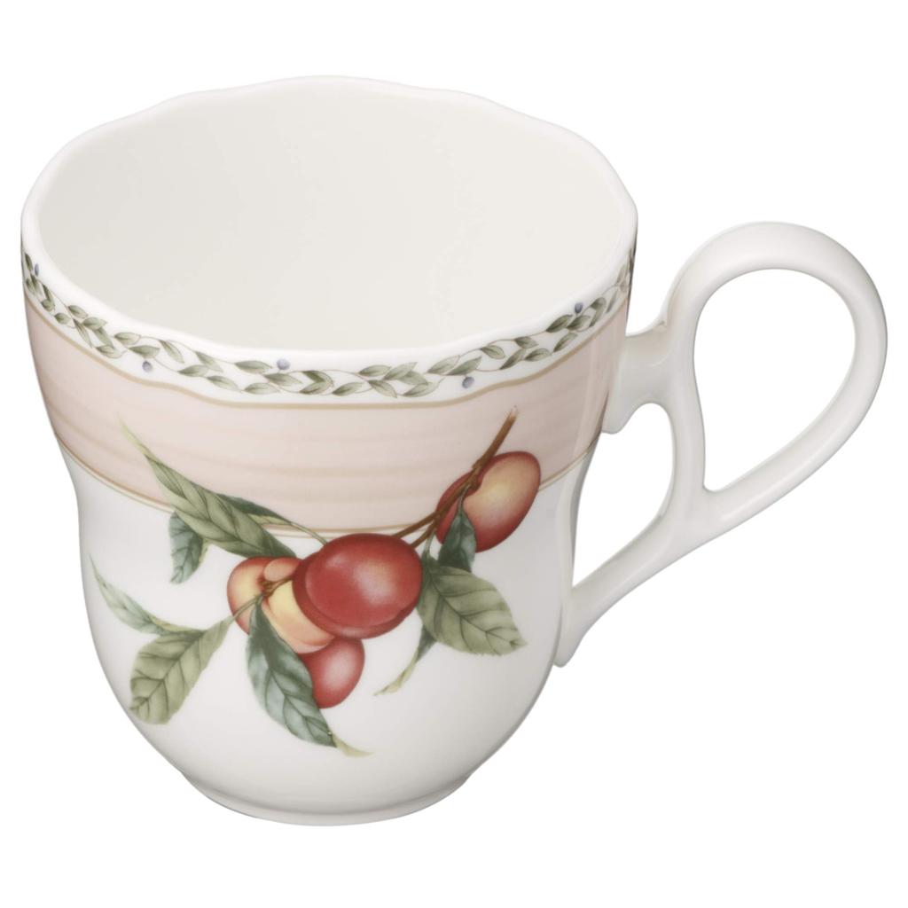 Noritake Mug & Plate (Pair Set) - 19cm Plate and 375cc Mug, Orchard Garden Design, Two Mugs and Two Plates, Fine Porcelain (Off-White), M9719/4911-12