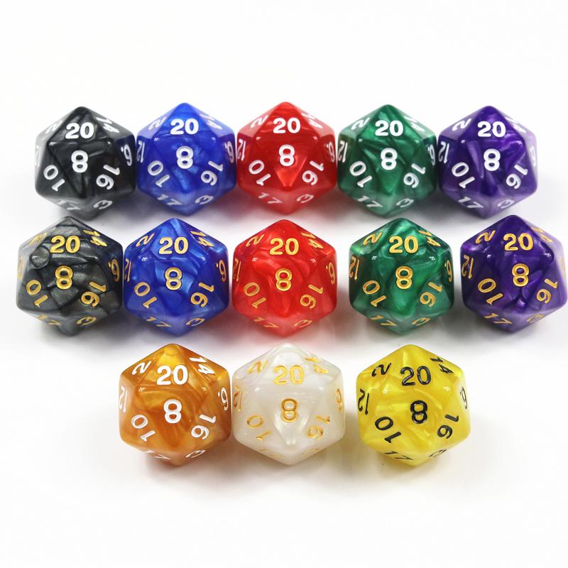 10 Pieces 20 Sided Dice Polyhedral Dice Set for DND RPG COC Board Game Marble Effect Game Dice