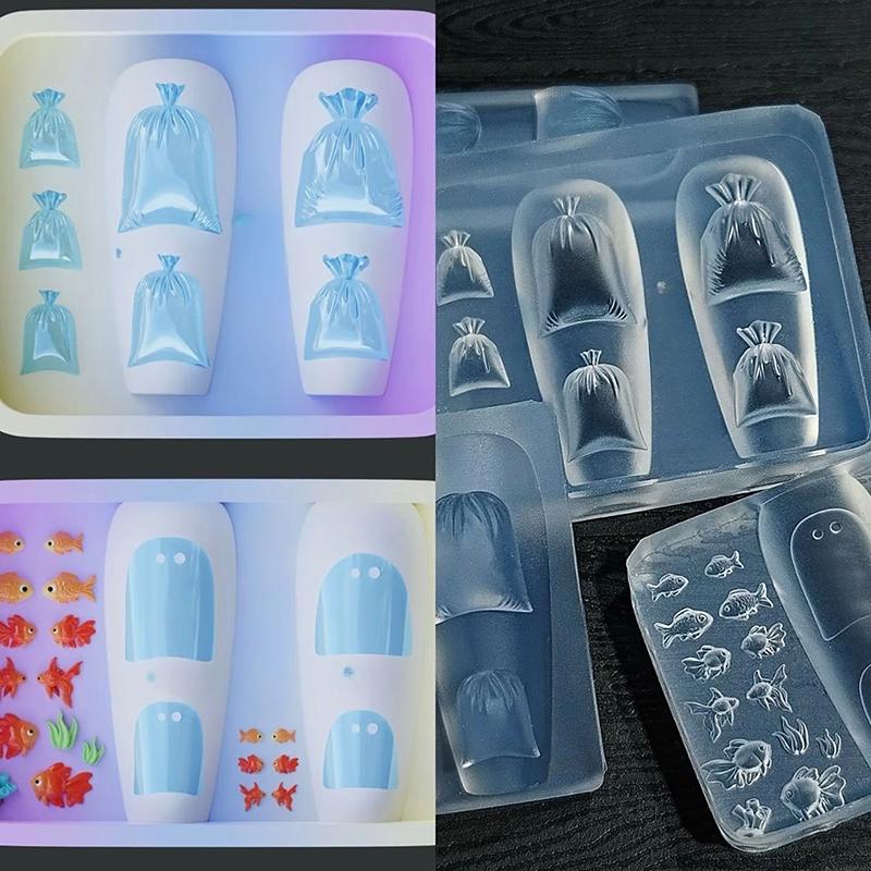 1/4Pcs 3D Snake Girl Nail Silicone Carving Mold Snake DIY Nail Decoration Art Nail Beauty Charm Silicone Nail Mold