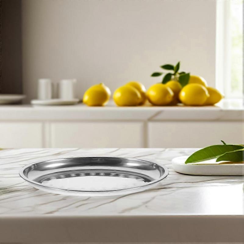 Silver Oval Stainless Steel Serving Platter for Food Catering 2Pcs