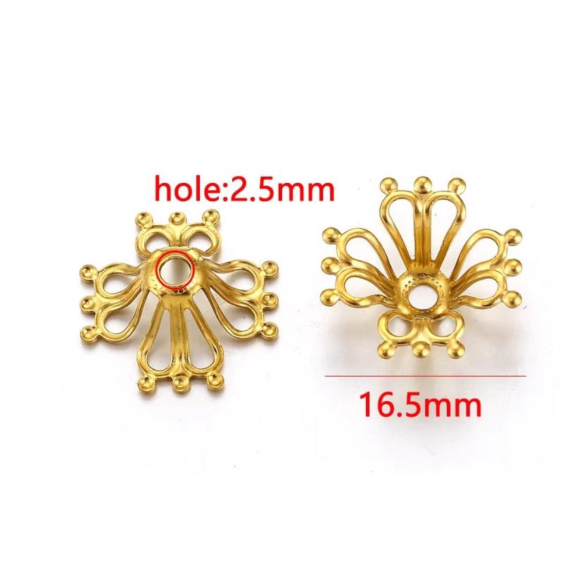 Stainless Steel Petal Bead Caps, Bead Caps with 18k Vacuum Plating, Diy Necklace Bracelet Jewelry