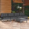 Day and Night - Day and Night Garden Furniture 5 Pieces with Anthracite Pine Wood Cushions