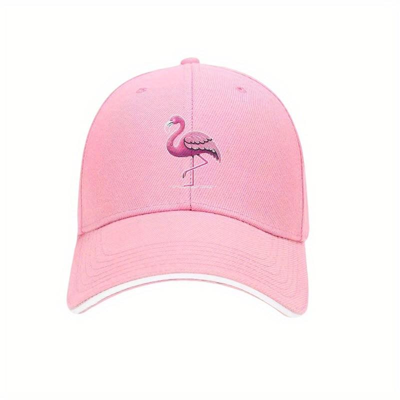 Pink Flamingo Graphic Baseball Cap Adjustable Polyester Casual Sun Protection Sports Cap for Adults