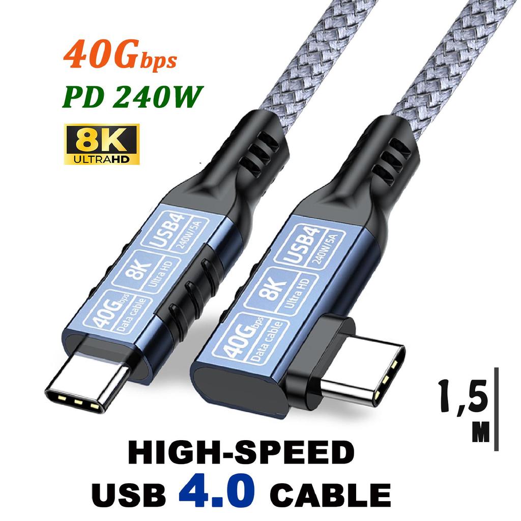 USB 4.0 8K 240W Video, Charging and Data Cable for iPhone MacBook Xiaomi Huawei