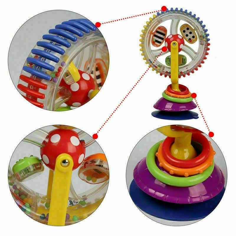 Rainbow Toddler Ferris Wheel Baby Toy Rattle Clanking Suction High Chair Toys