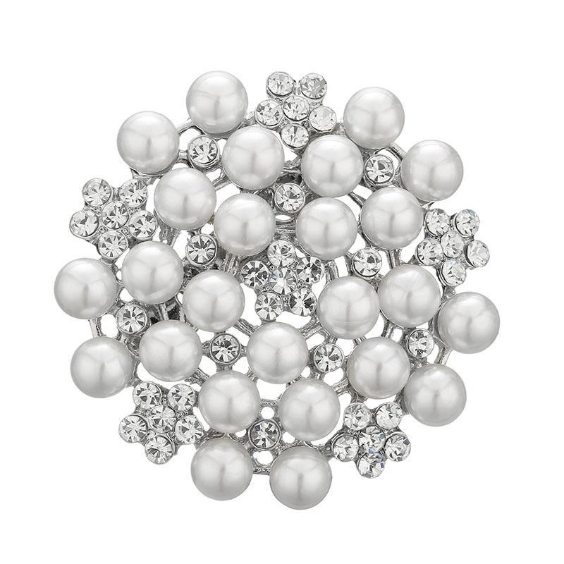 Luxury Pearl Elegant Women Brooches Pins Rhinestone Retro Wedding Party Accessories Crystal Exquisite Brooch Pin Gift