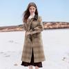 Betu Damen Eleganter Colorblock-Kragen Karierter Wintermantel