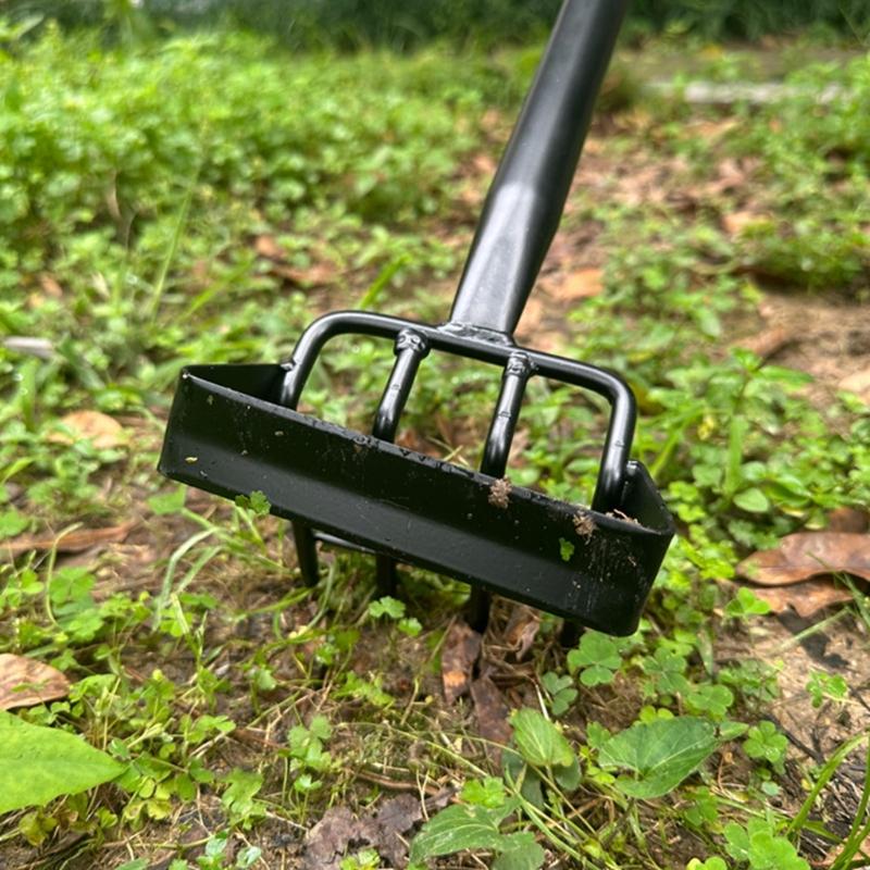 Strong Garden Tool With Pointed 4 Prong Head And Long Lasting Steel Build For Easy Plant Removal