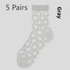 5 Pairs Girls Small Fresh Ring Glass Stockings Children's Summer Hollow Hollow Mesh Breathable Crystal Pile Socks