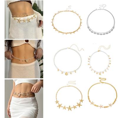 Chaîne de corps en perles d'imitation Étoile de mer Bijoux Accessoires Mode Coquillage Lien de taille pour femmes