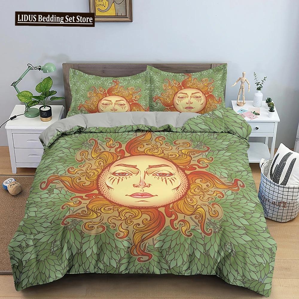 Zestaw poszwy na kołdrę Złote Słońce i Księżyc Boho Tajemniczy Kolor Dekoracja Domu Zestaw Pościeli Dorośli Prezenty Z Zamkiem Błyskawicznym Dekoracyjny Pokrowiec na Kołdrę