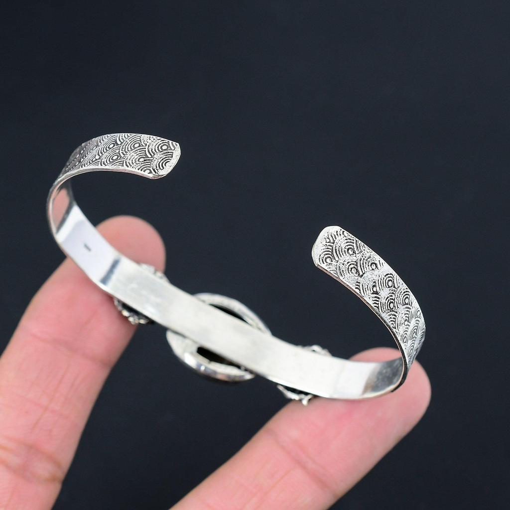 Gift For Women Bangle Adjustable 925 Sterling Silver Natural Bronzite Gemstone