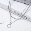 Sweet and cool double-layer titanium steel necklace women's 1111 new trendy collarbone chain niche design senior neck chain pendant women