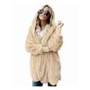 Plus Size Women Winter Warm Coat Jacket Outwear Ladies Cardigan Coat Double Sided Velvet Hooded Coat Fashion Simple