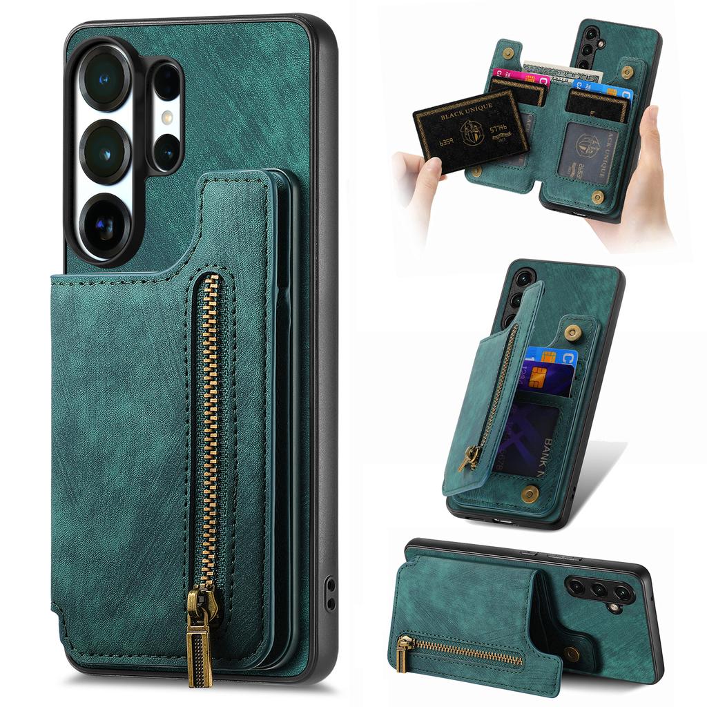 Zipper Leather Back Case for Samsung Galaxy S26 Ultra S24 S23 FE S22 S21 S25 Ultra S26 Plus S25 5G Walet with Card Holder Cover